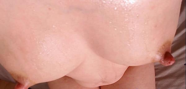  Water spray on milky tits